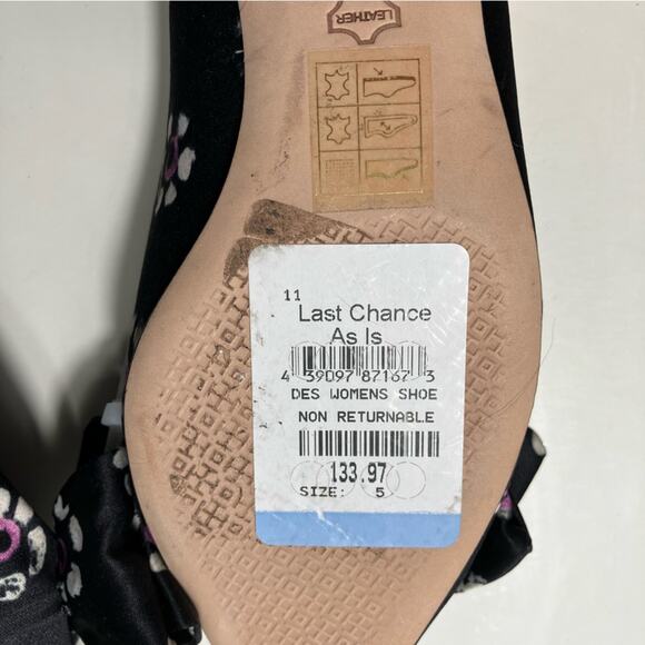 Tory Burch‎ Rosalind Black Floral Print Satin Ballet Flats size 5 slip on work - Picture 6 of 8